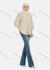 Wholesale Women's Casual Plain Button Down 3/4 Sleeve Shirt 1242# - Liuhuamall