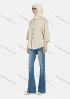 Wholesale Women's Casual Plain Button Down 3/4 Sleeve Shirt 1242# - Liuhuamall