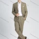 Wholesale Men's Formal Slim Fit Lapel Single Breasted Plaid Print Blazer & Trousers 2 Piece Sets Khaki Clothing Wholesale Market Liuhua