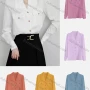 Wholesale Women's Elegant Lapel Long Sleeve Button Down Flap Pockets Plain Shirts 978674# preview