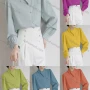 Wholesale Women's Casual Asymmetrical Neck Long Sleeve Button Down Patch Pocket Plain Shirts preview