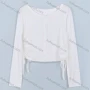 Wholesale Women's Casual Plain Crew Neck Long Sleeve Button Down Side Drawstring Cardigan preview
