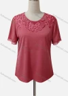 Wholesale Women's Casual Crew Neck Short Sleeve Appliques Hollow Out Blouse - Liuhuamall
