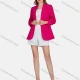 Wholesale Women's Plain Lapel Long Sleeve Suit Balzer & High Waist Short 2 Piece Business Set Deep Pink Clothing Wholesale Market Liuhua