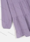 Wholesale Women's Casual Crew Neck Keyhole Back Long Sleeve Layered Short Dress - Liuhuamall