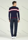 Wholesale Men's Casual Striped Pocket V-Neck Long Sleeve Pullover Sweater - Liuhuamall