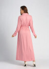 Wholesale Women's Collared High Waist Button Front Long Sleeve Drawstring Plain Maxi Shirt Dress - Liuhuamall