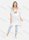 Wholesale Women's Batwing Sleeve Colorful Crochet Floral Pompom Trim V-Neck Cover Up - Liuhuamall
