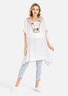 Wholesale Women's Batwing Sleeve Colorful Crochet Floral Pompom Trim V-Neck Cover Up - Liuhuamall