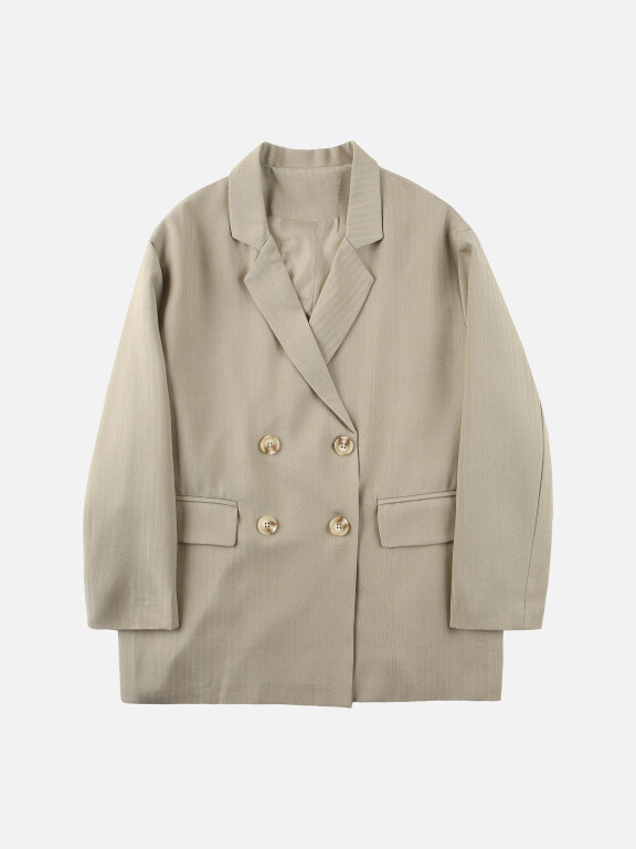 Women's Casual Lapel Button Up Dual Pockets Solid Suit Coat, Clothing Wholesale Market -LIUHUA, WOMEN, Suits-Blazers
