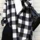 Women's Casual Collared Drop Shoulder Plaid Print Pocket Button Down Overshirt Black Clothing Wholesale Market -LIUHUA
