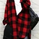 Wholesale Women's Casual Collared Drop Shoulder Plaid Print Pocket Button Down Overshirt Red Clothing Wholesale Market Liuhua