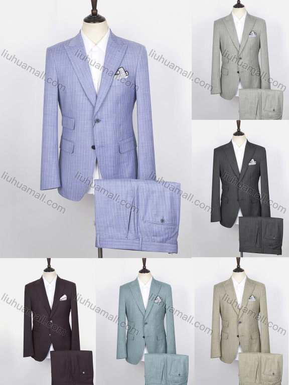 Wholesale Men's Striped Button Front Multiple Pockets Blazer & Suit Pants 2-Piece Suit Sets BA220501#