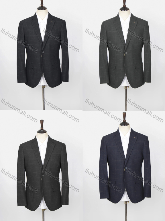 Wholesale Men's Formal Lapel Long Sleeve Two Buttons Flap Pockets Plain Blazer Jackets