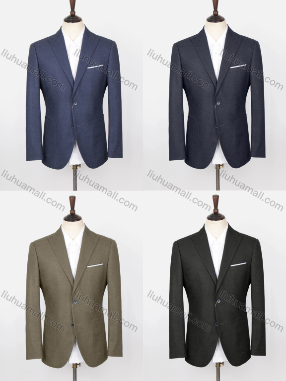 Wholesale Men's Formal Lapel Plain Long Sleeve Two Buttons Patch Pocket Blazer Jackets