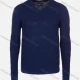 Wholesale Men's Casual Slim Fit V Neck Long Sleeve Plain Knit Wool Blend Sweater 8908# Blue Clothing Wholesale Market Liuhua