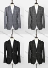 Wholesale Men's Formal Lapel Long Sleeve Two Buttons Patch Pocket Plaid Blazer Jackets - Liuhuamall