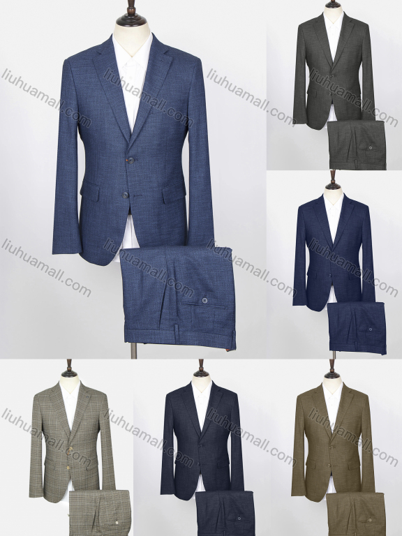 Wholesale Men's Business Plain Two Buttons Flap Pockets Blazer & Suit Pants 2-Piece Suit Sets GF220306#