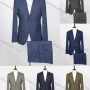 Wholesale Men's Business Plain Two Buttons Flap Pockets Blazer & Suit Pants 2-Piece Suit Sets GF220306# preview