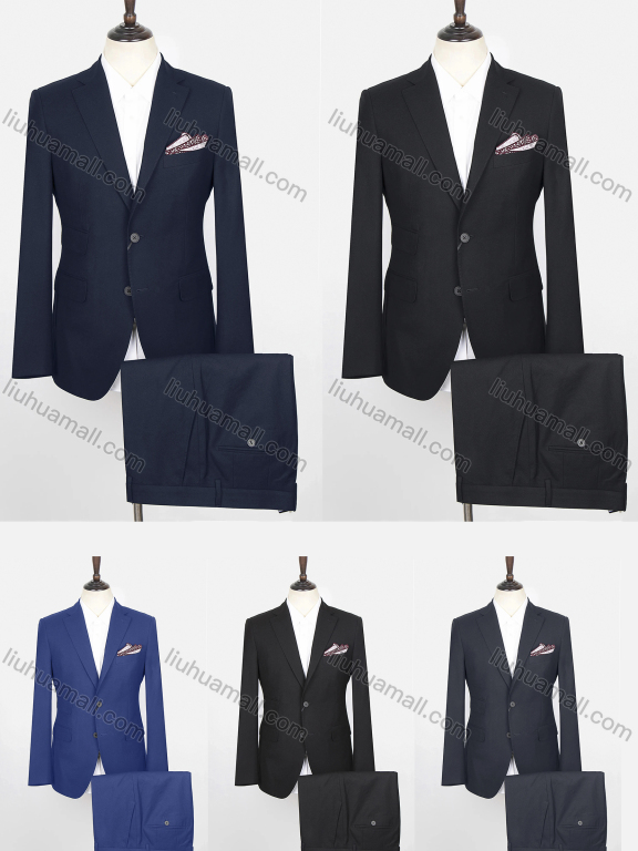 Wholesale Men's Business Plain Single Breasted Flap Pockets Blazer & Suit Pants 2-Piece Suit Sets MD220503#