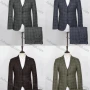 Wholesale Men's Plaid Print Two Button Flap Pockets Blazer & Vest & Suit Pants 3-Piece Suit Sets OG2207-X6502# preview