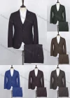 Wholesale Men's Plain Two Button Flap Pockets Single Breasted Blazer & Vest & Suit Pants 3-Piece Suit Sets OG2207-X7147# - Liuhuamall