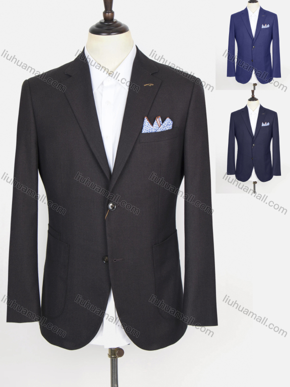 Wholesale Men's Formal Lapel Long Sleeve Two Buttons Patch Pocket Plain Blazer Jackets