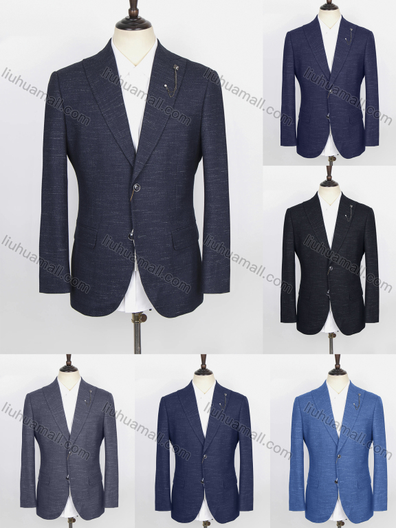 Wholesale Men's Formal Plain Lapel Long Sleeve Flap Pockets Two Buttons Blazer Jackets