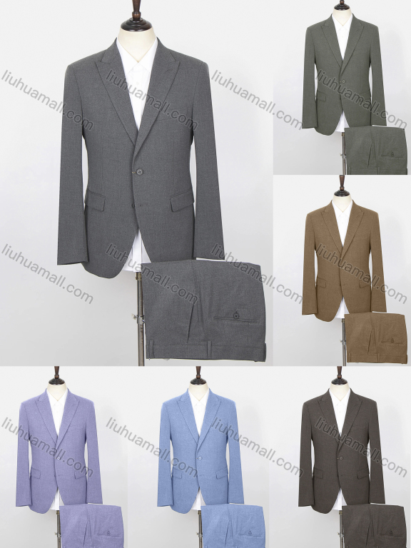 Wholesale Men's Plain Single Breasted Flap Pockets Long Sleeve Blazer & Pants 2-Piece Suit Sets SD220325S#