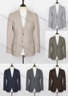 Wholesale Men's Formal Lapel Long Sleeve Two Buttons Flap Pockets Plaid Blazer Jackets - Liuhuamall