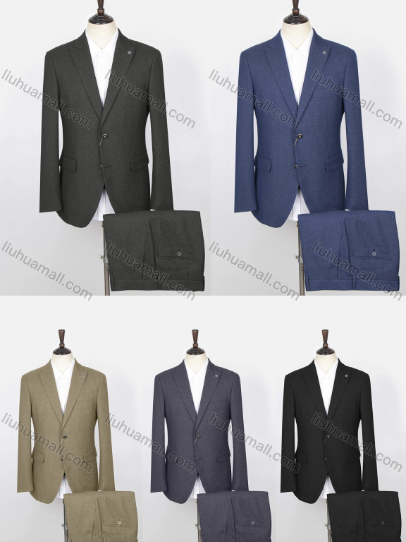 Wholesale Men's Business Plain Single Breasted Flap Pockets Lapel Blazer & Vest & Suit Pants 3-Piece Suit Sets SD220326S#