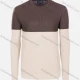 Wholesale Men's Casual Slim Fit Crew Neck Long Sleeve Colorblock Knit Wool Blend Sweater 8912# Beige&Brown Clothing Wholesale Market Liuhua