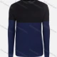 Wholesale Men's Casual Slim Fit Crew Neck Long Sleeve Colorblock Knit Wool Blend Sweater 8912# Blue&Black Clothing Wholesale Market Liuhua