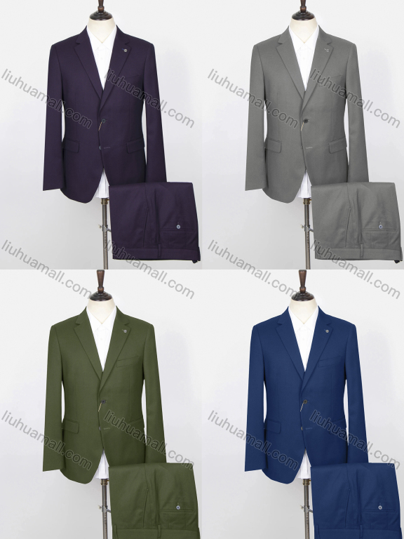 Wholesale Men's Plain Two Buttons Flap Pockets Lapel Blazer & Suit Pants 2-Piece Suit Sets SD220327S#