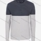Wholesale Men's Casual Slim Fit Crew Neck Long Sleeve Colorblock Knit Wool Blend Sweater 8912# Light Gray&Dark Gray Clothing Wholesale Market Liuhua