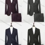 Wholesale Men's Fashion Plain Two Buttons Flap Pockets Blazer & Vest & Suit Pants 3-Piece Suit Sets X7026# preview
