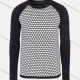 Wholesale Men's Casual Slim Fit Crew Neck Raglan Sleeve Colorblock Knit Wool Blend Sweater 8913# Black&White Clothing Wholesale Market Liuhua