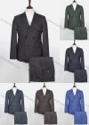 Wholesale Men's Formal Plaid Print Flap Pockets Double Breasted Blazer & Suit Pants 2-Piece Suit Sets OG2205-D2473-27# - Liuhuamall