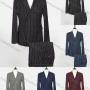 Wholesale Men's Formal Striped Flap Pockets Double Breasted Blazer & Suit Pants 2-Piece Suit Sets OG2205-X5338-1# preview
