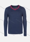 Wholesale Men's Casual Slim Fit V Neck Contrast Color Knit Wool Blend Sweater 8916# - Liuhuamall