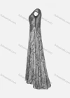 Wholesale Women's Elegant Cap Sleeve Pearl Lace Appliques Sheer Mesh Evening Dress - Liuhuamall