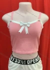 Wholesale Women's Casual Plain Pearl Bowknot Knit Cami Top - Liuhuamall