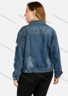 Wholesale Women's Plus Size Collared Button Front Crop Distressed Basics Denim Jacket 0864# - Liuhuamall