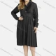 Wholesale Women's Plus Size Button Pleated Casual Knee Length Denim Dress Black Clothing Wholesale Market Liuhua