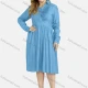 Wholesale Women's Plus Size Button Pleated Casual Knee Length Denim Dress Light Blue Clothing Wholesale Market Liuhua