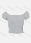 Wholesale Women's Off Shoulder Short Sleeve Rib-Knit Crop Top - Liuhuamall