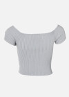 Wholesale Women's Off Shoulder Short Sleeve Rib-Knit Crop Top - Liuhuamall