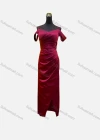 Wholesale Women's Elegant Plain Spaghetti Strap Ruched Wrap Hem Maxi Evening Dress - Liuhuamall