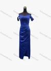Wholesale Women's Elegant Plain Spaghetti Strap Ruched Wrap Hem Maxi Evening Dress - Liuhuamall