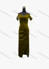 Wholesale Women's Elegant Plain Spaghetti Strap Ruched Wrap Hem Maxi Evening Dress - Liuhuamall